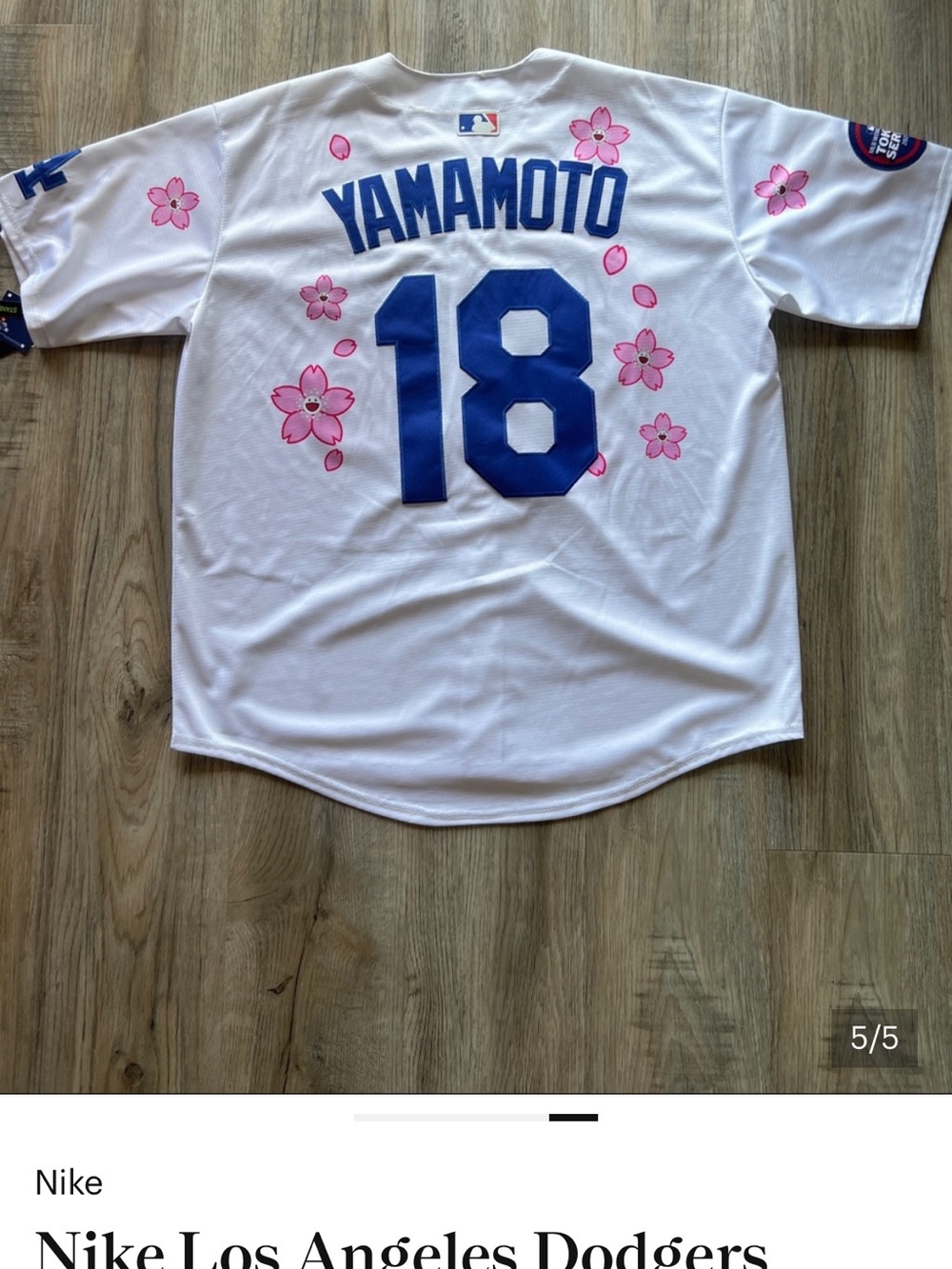 YAMAMOTO #18 White Dodgers Jersey with Pink Cherry Blossoms